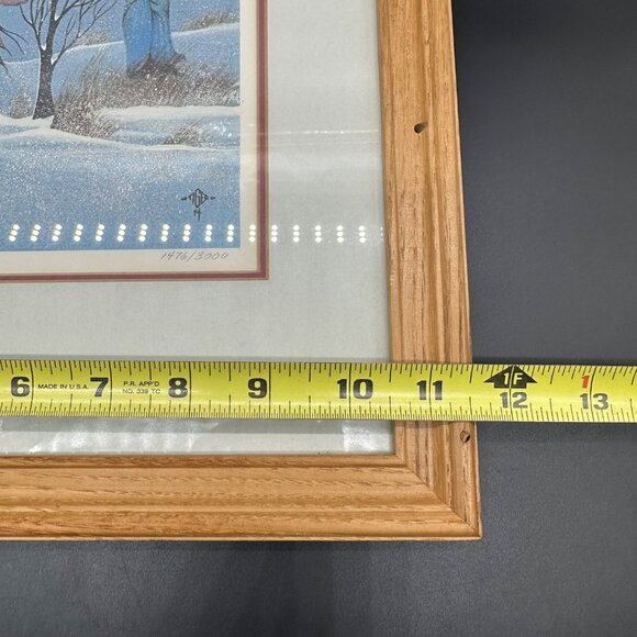 Vintage Johnny Tiger Jr Signed Sky Fox Print Framed 1974 Winter Scene 1476/3000 - Picture 10 of 10